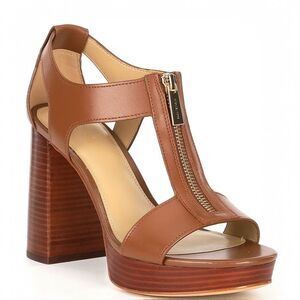 Franco Sarto Myriad Leather Platform Sandal Luggage Women's US size 10